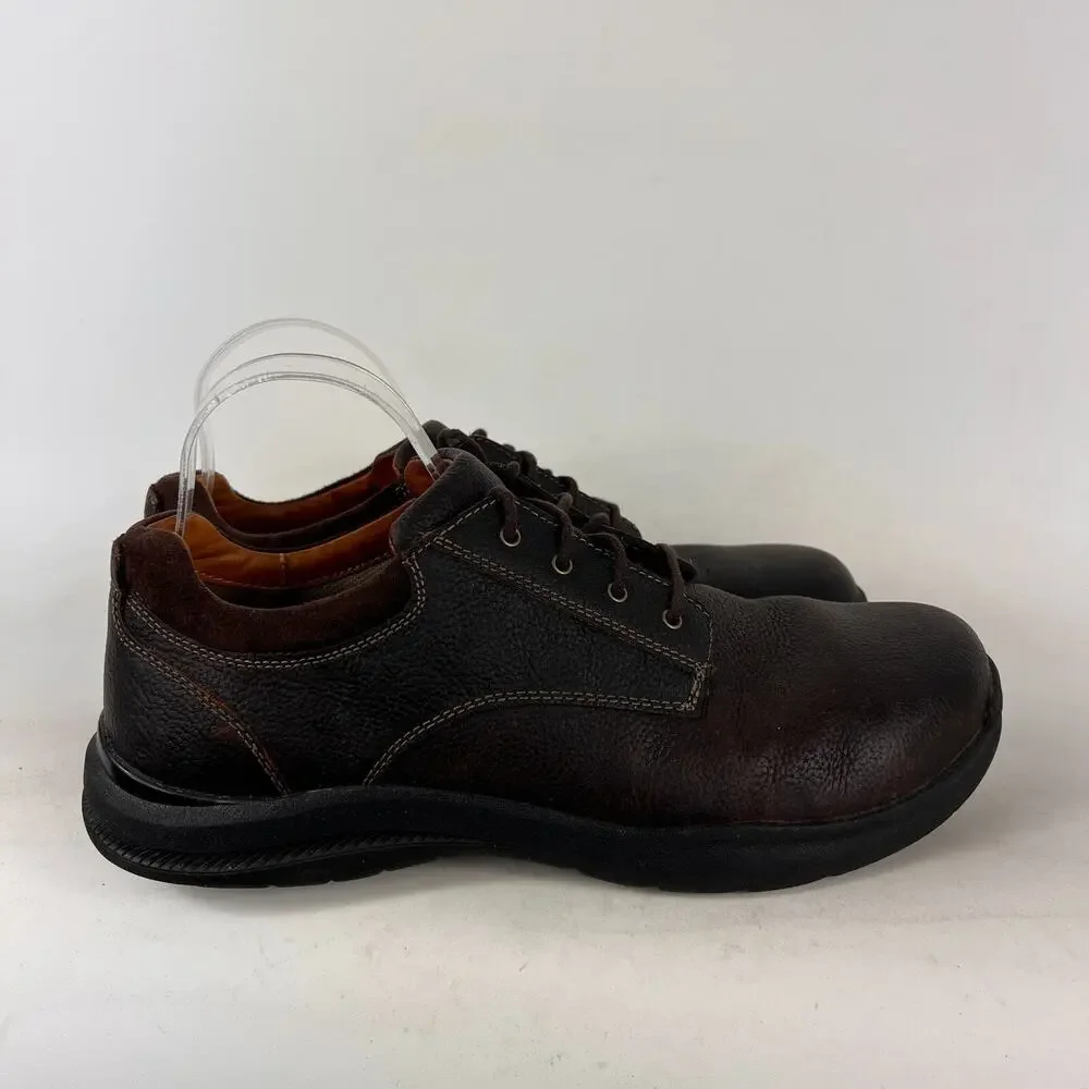 LLbean loafers shoes mens size 10.5 brown pebbled leather lace up office minimal